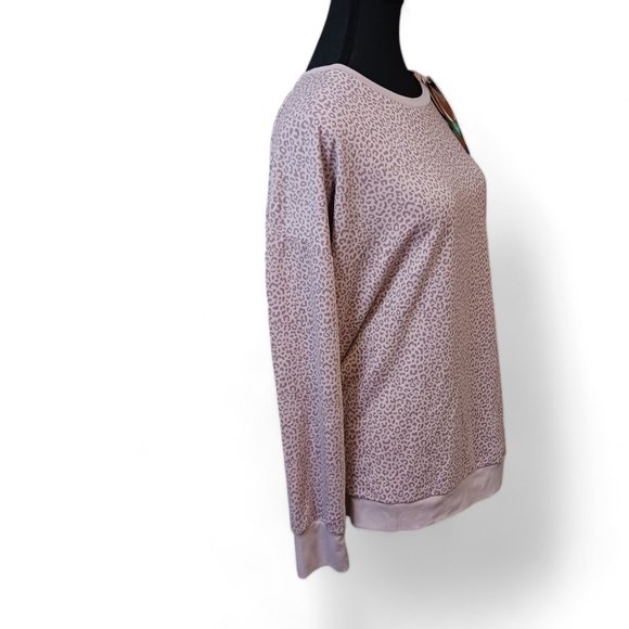 Mondetta Womens Blush Pink Leopard Print  Long Sleeve Sweater Sweatshirt… - Picture 5 of 16